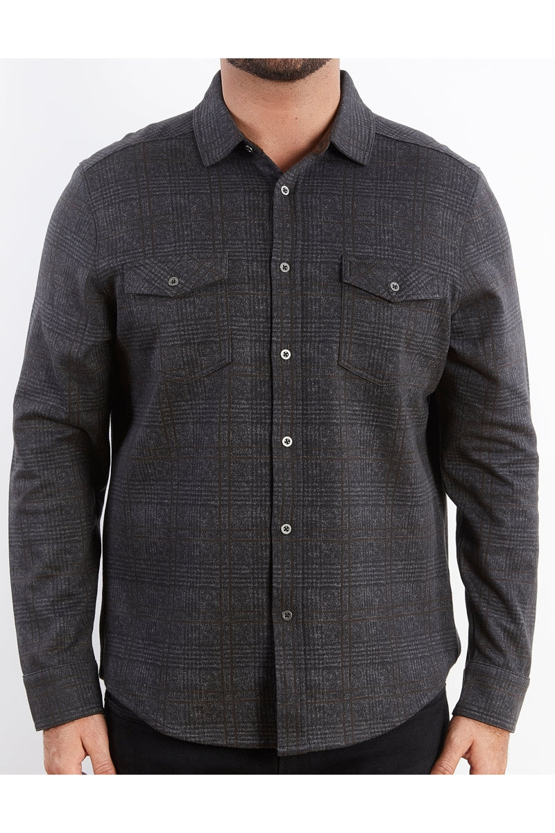 Nicoby Age of Wisdom Black Flannel Knit Stretch Shirt