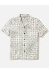 Marine Layer Neutral Geo Print Jacquard Textured Shirt