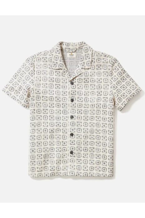 Marine Layer Neutral Geo Print Jacquard Textured Shirt