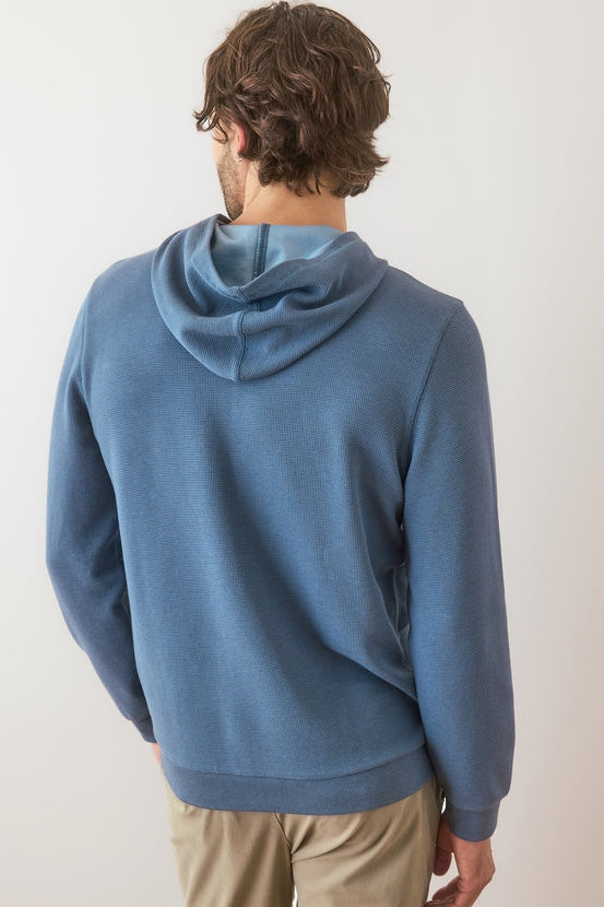 Wholesale,Marine Layer, Marine Layer Blue Waffle Hoodie with Hidden Chest Pocket, Blue, Small-40-TagSMedium-42-TagMLarge-44-TagLExtra Large-48-TagXL
