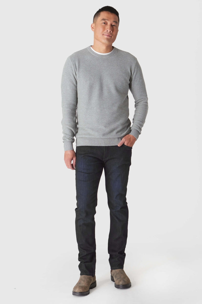 Faire,True Classic, True Classic Heather Grey Pique Crew Sweater, Grey, Large-40-TagL