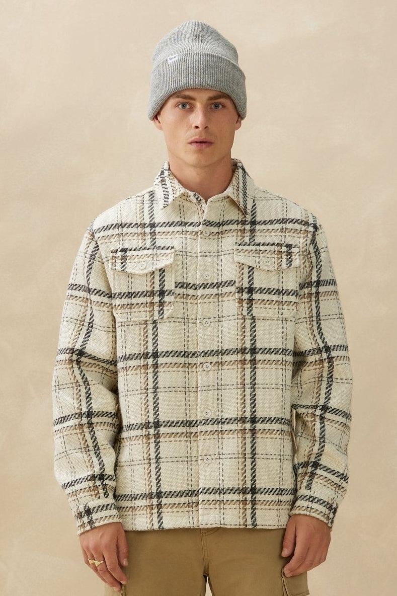 Wholesale,Kuwalla, Kuwalla Cream Plaid Brushed Flannel Shacket, Cream, Small-44-TagS