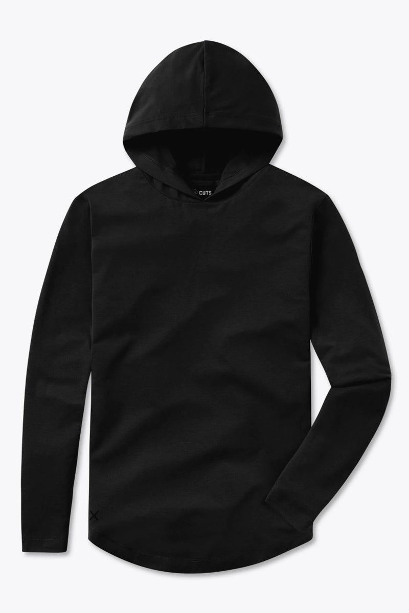 Wholesale,CUTS, CUTS Black Curve-Hem Buttery Soft Hoodie, Black, Medium-41-TagM
