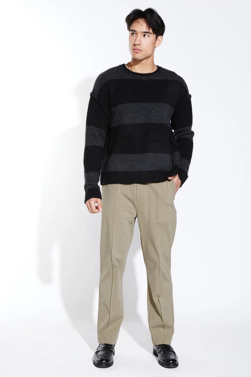 Wholesale,Civil Society, Civil Society Black Striped Fuzzy Jersey Knit Oversized Sweater, Black, Medium-48-TagM