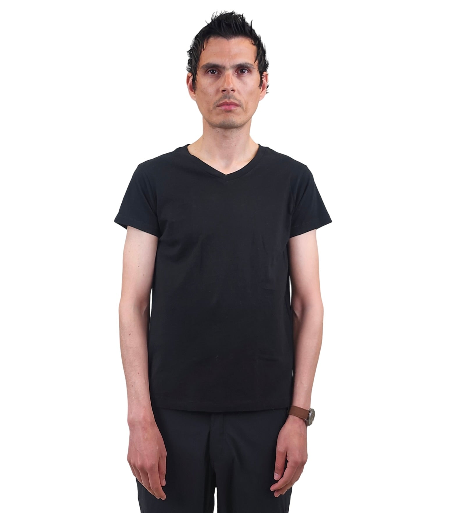 Wholesale,Reese De Luca, Reese De Luca Black V-Neck T-Shirt, Black, Small-38-TagS