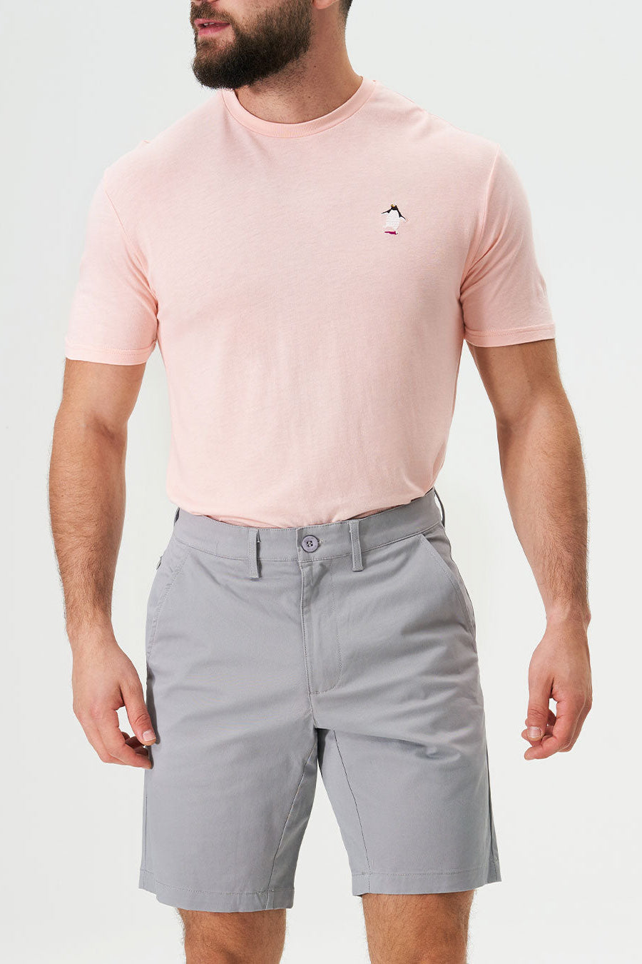 Direct From Brand,Eubi, Eubi Coral Penguin Patch Crewneck Short Sleeve T-shirt, Orange, Extra Large-46-TagXXL