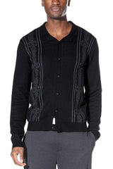 Civil Society Black Knit Full Placket Sweater Shirt