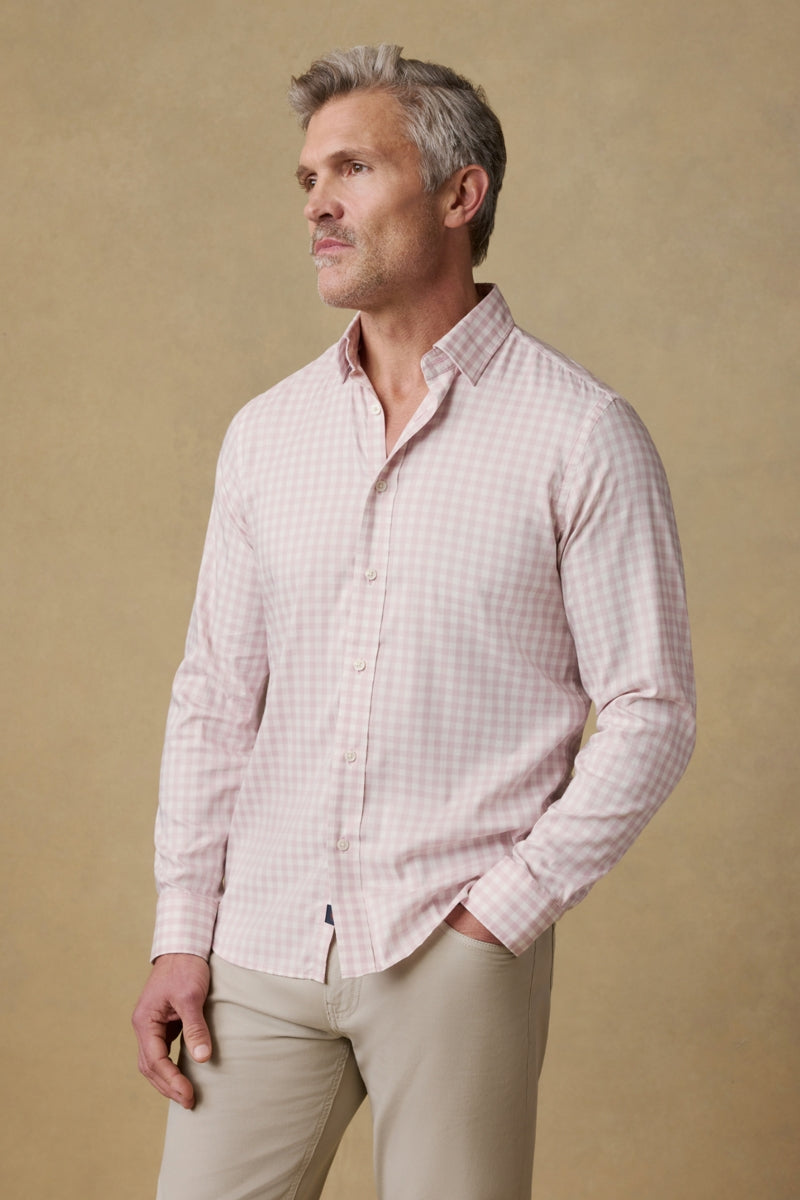 Wholesale,Faherty, Faherty Rose/White Gingham Shirt, Pink, Small-40-TagSMedium-42-TagMLarge-46-TagLExtra Large-49-TagXLExtra Extra Large-52-TagXXL