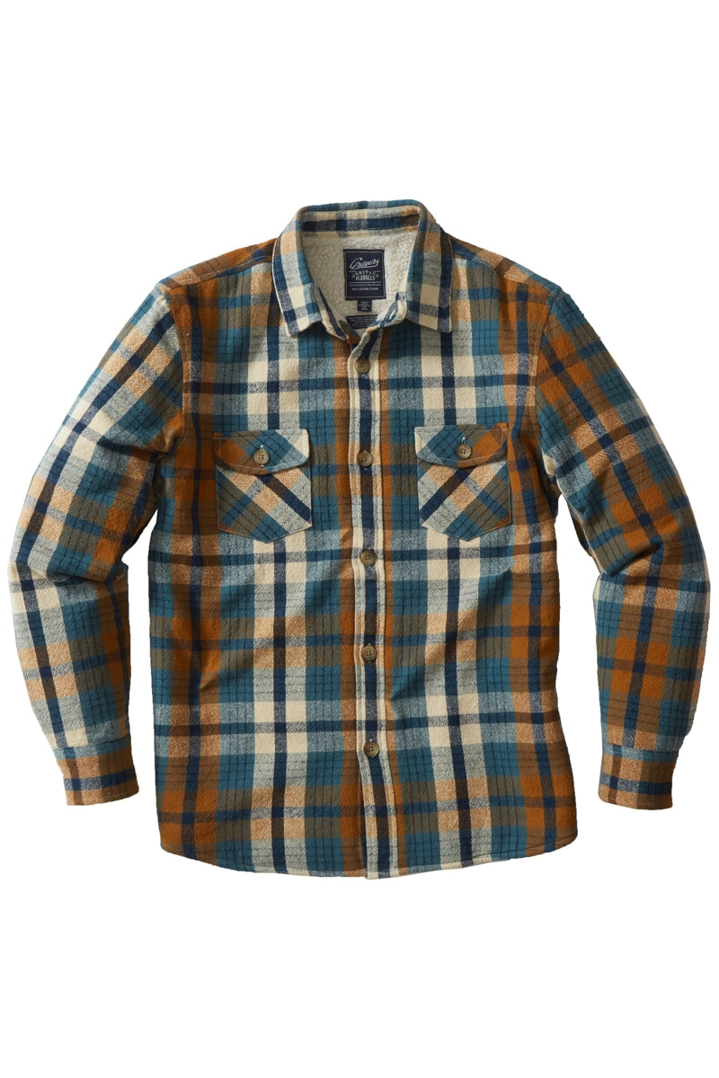 Other,Grayers, Grayers Edmund Multi Blue/Tan Sherpa Lined Fleece Shacket, Blue, Small-44-TagS