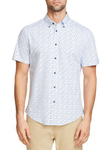 Brooklyn Brigade White/Blue Geo Print Knit Short Sleeve Shirt