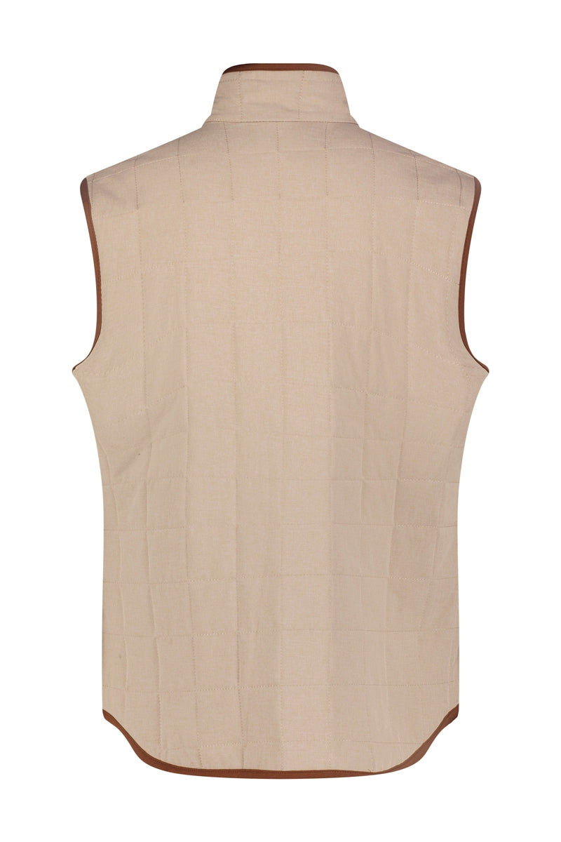 Wholesale,Luchiano Visconti, Luchiano Visconti Beige with Brown Contrast Quilted Vest, Tan, Extra Large-46-TagXL