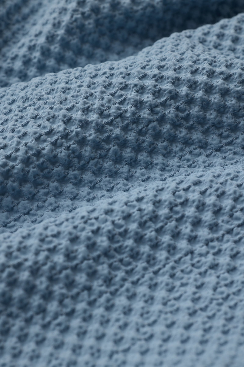 Direct From Brand,FYNE, FYNE Blue Seersucker Stretch Moisture Absorption Shirt, Blue, Medium-46-TagMLarge-48-TagLExtra Large-50-TagXL