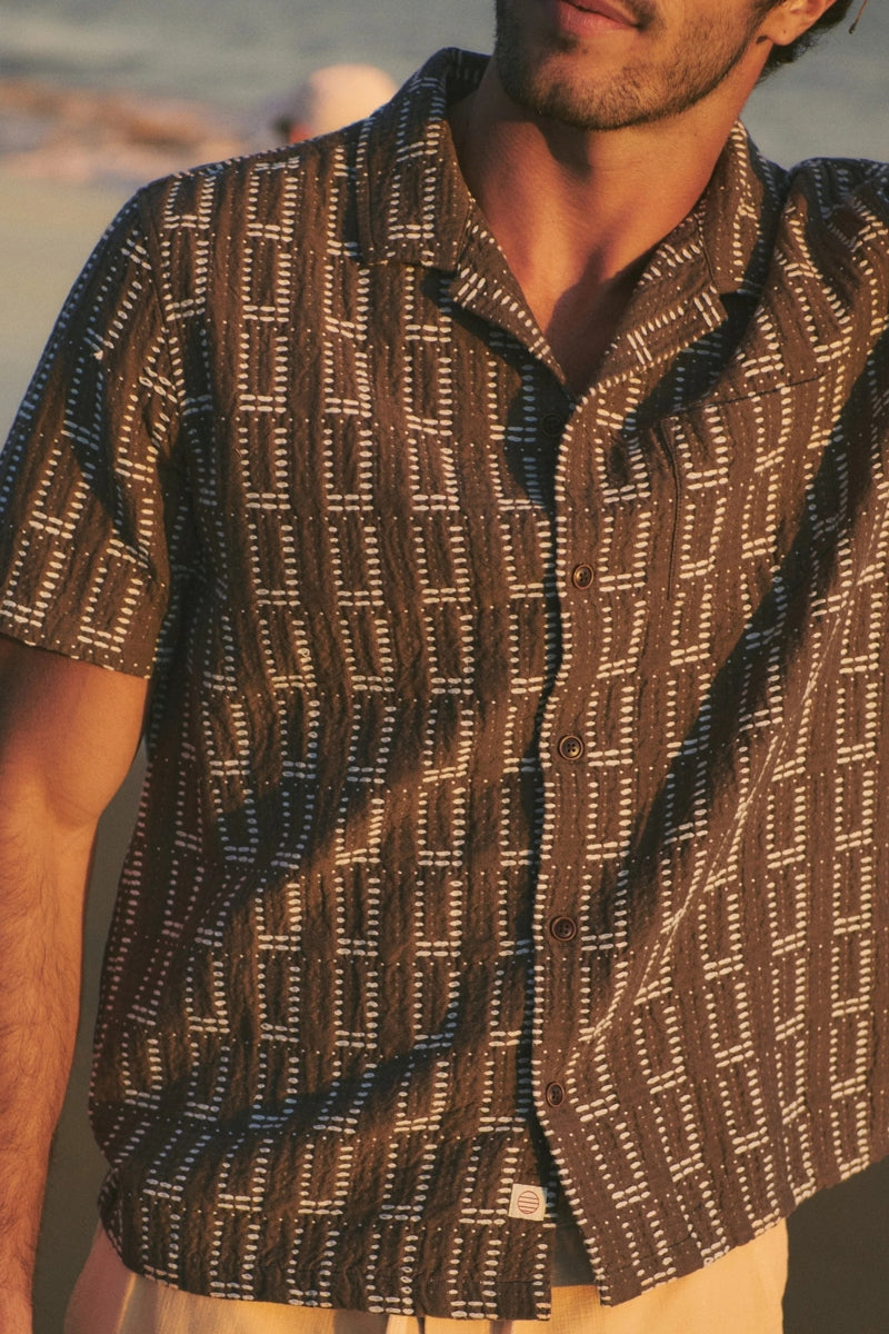 Wholesale,Marine Layer, Marine Layer Brown Textured Seersucker Dobby Shirt, Brown, Small-44-TagSMedium-46-TagMLarge-49-TagLExtra Large-52-TagXLExtra Extra Large-56-TagXXL