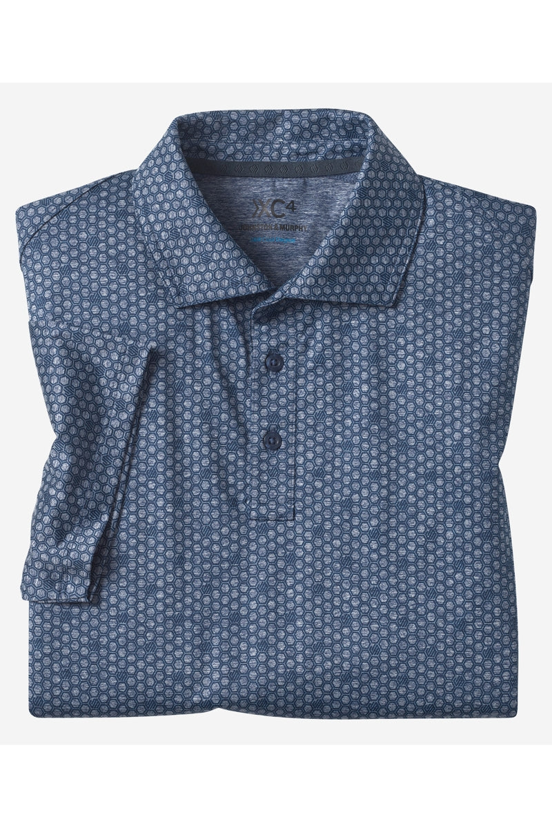 Wholesale,Johnston & Murphy, Johnston & Murphy Navy Geo XC4 Cool Degree Performance Polo, Blue, Small-40-TagSMedium-44-TagMLarge-46-TagLExtra Large-50-TagXLExtra Extra Large-50-TagXXL