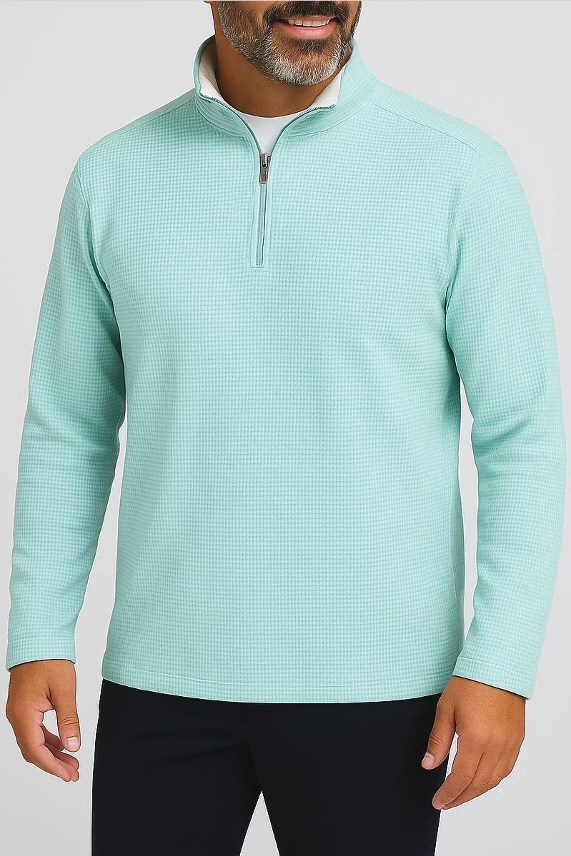 Wholesale,Nicoby Age of Wisdom, Nicoby Age of Wisdom Turquoise Houndstooth Quarter Zip Pullover, Blue, Small-41-TagSMedium-44-TagMLarge-46-TagLExtra Large-48-TagXLExtra Extra Large-51-TagXXL