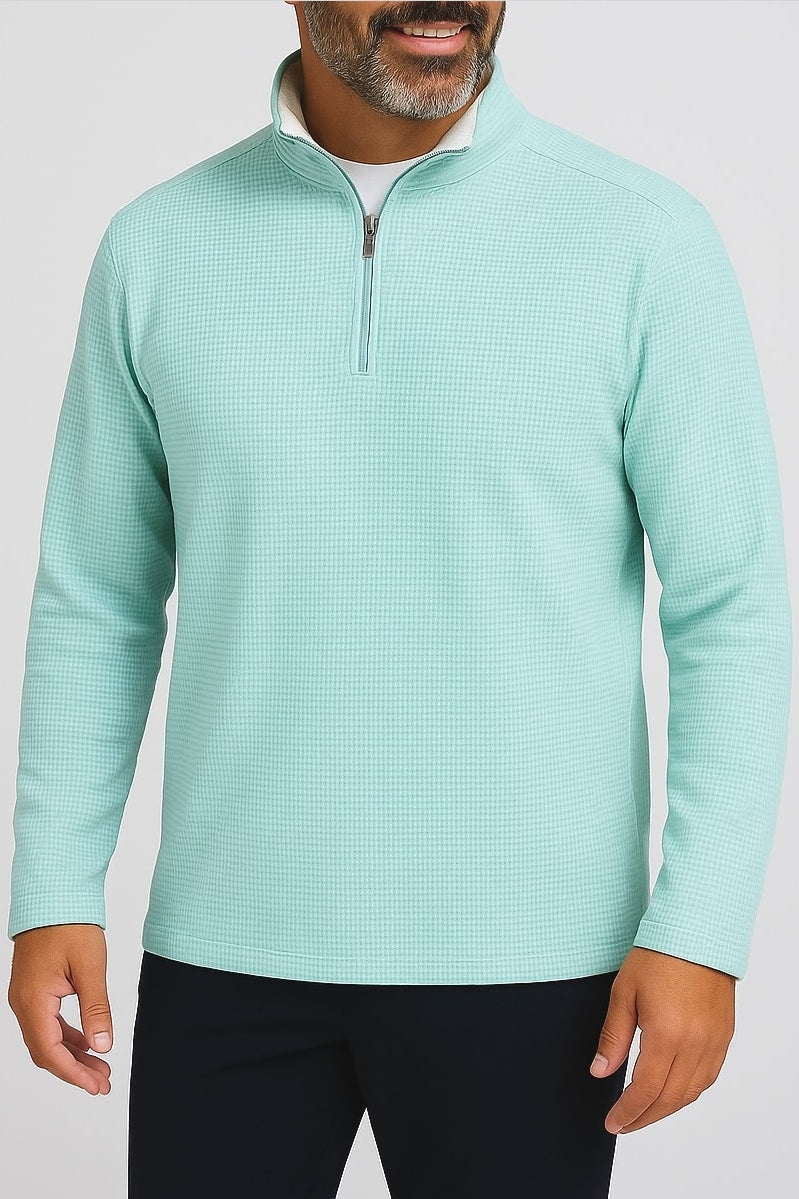 Wholesale,Nicoby Age of Wisdom, Nicoby Age of Wisdom Turquoise Houndstooth Quarter Zip Pullover, Green, Small-41-TagSMedium-44-TagMLarge-46-TagLExtra Large-48-TagXLExtra Extra Large-51-TagXXL
