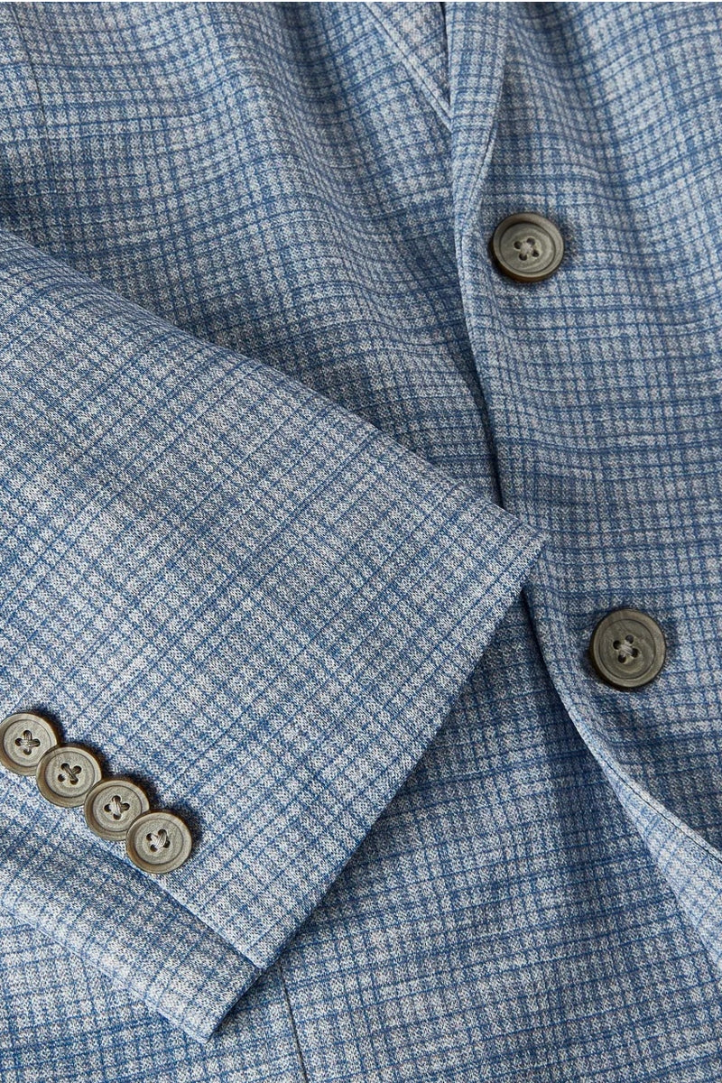 Nicoby Age of Wisdom Sky Plaid Knit Stretch Blazer