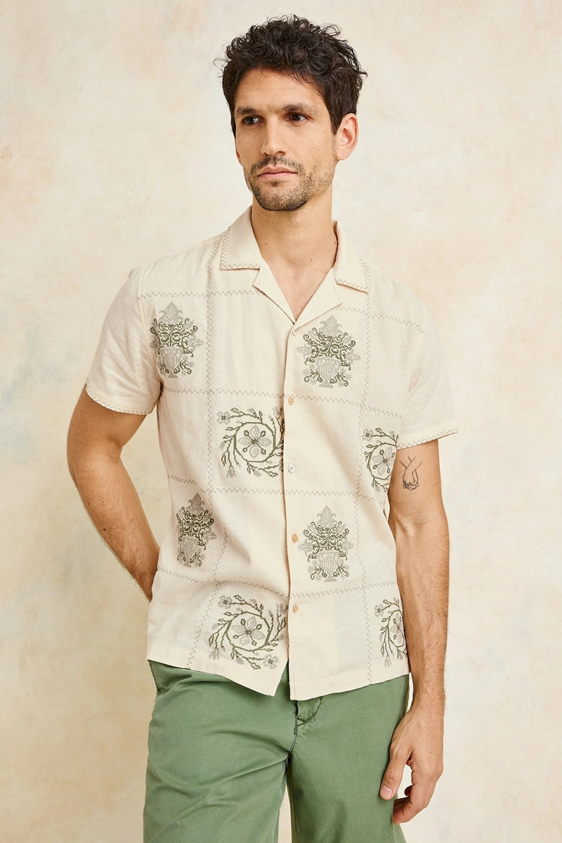 Wholesale,Rails, Rails Cream Quilt Squares Patchwork Embroidered Shirt, Cream, Extra Large-50-TagXL