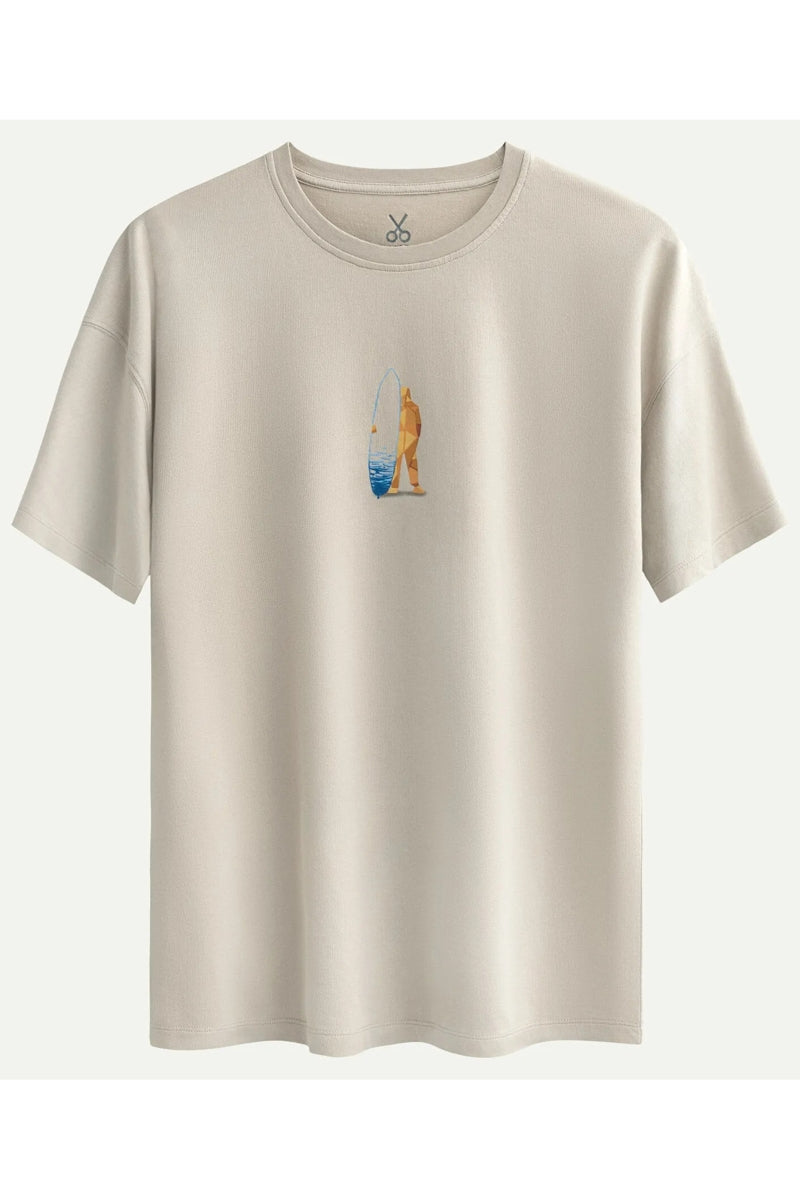 Wholesale,KAFT, KAFT Beige Surfboard Design Print T-Shirt, Tan, Extra Large-49-TagXL