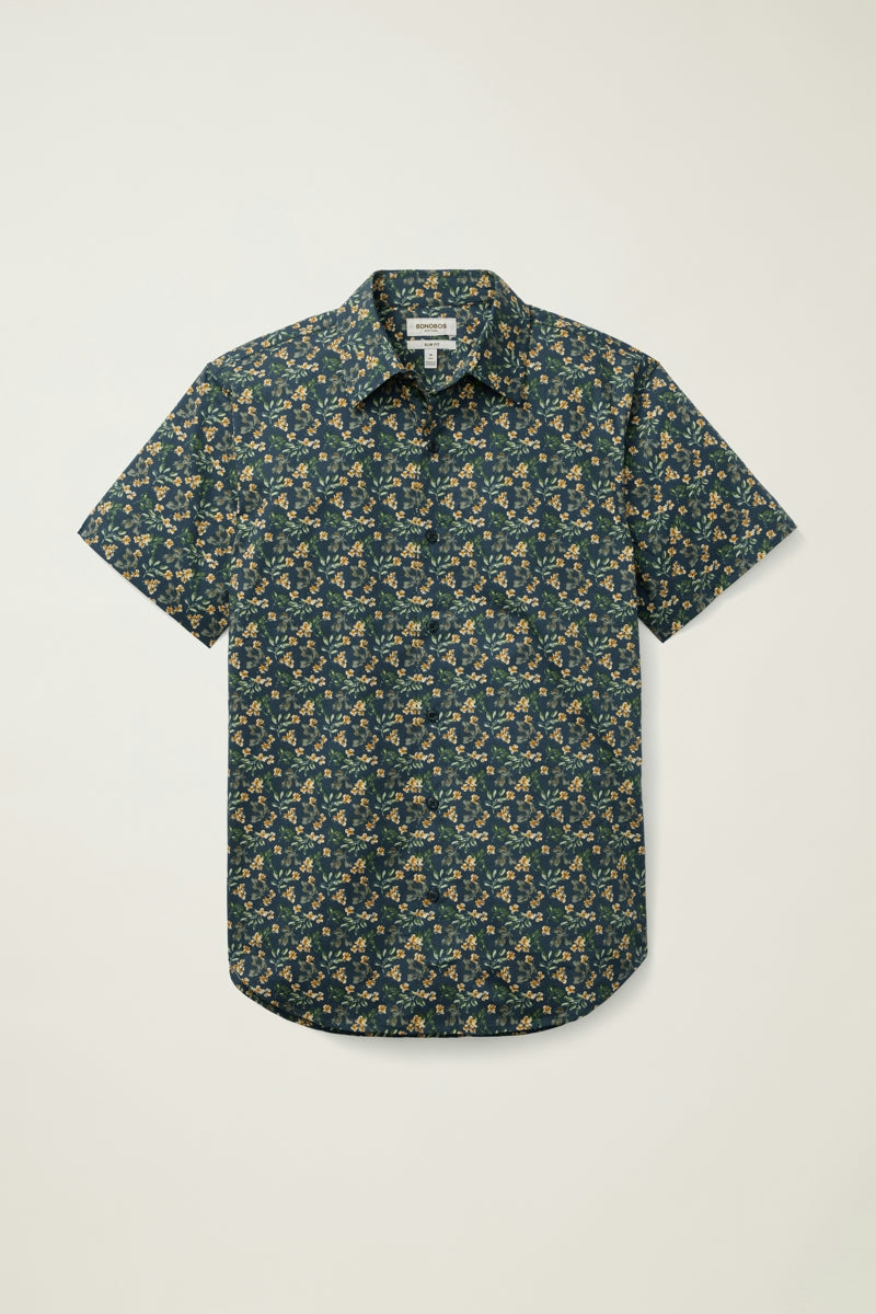 Wholesale,Bonobos, Bonobos Green/Navy Daylight Floral Print Stretch Shirt, Green, Large-46-TagL