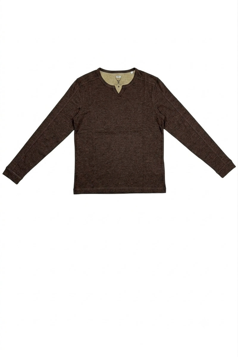 Wholesale,Nicoby Age of Wisdom, Nicoby Age of Wisdom Black Oil Wash Key Hole Henley, Brown, Large-44-TagL