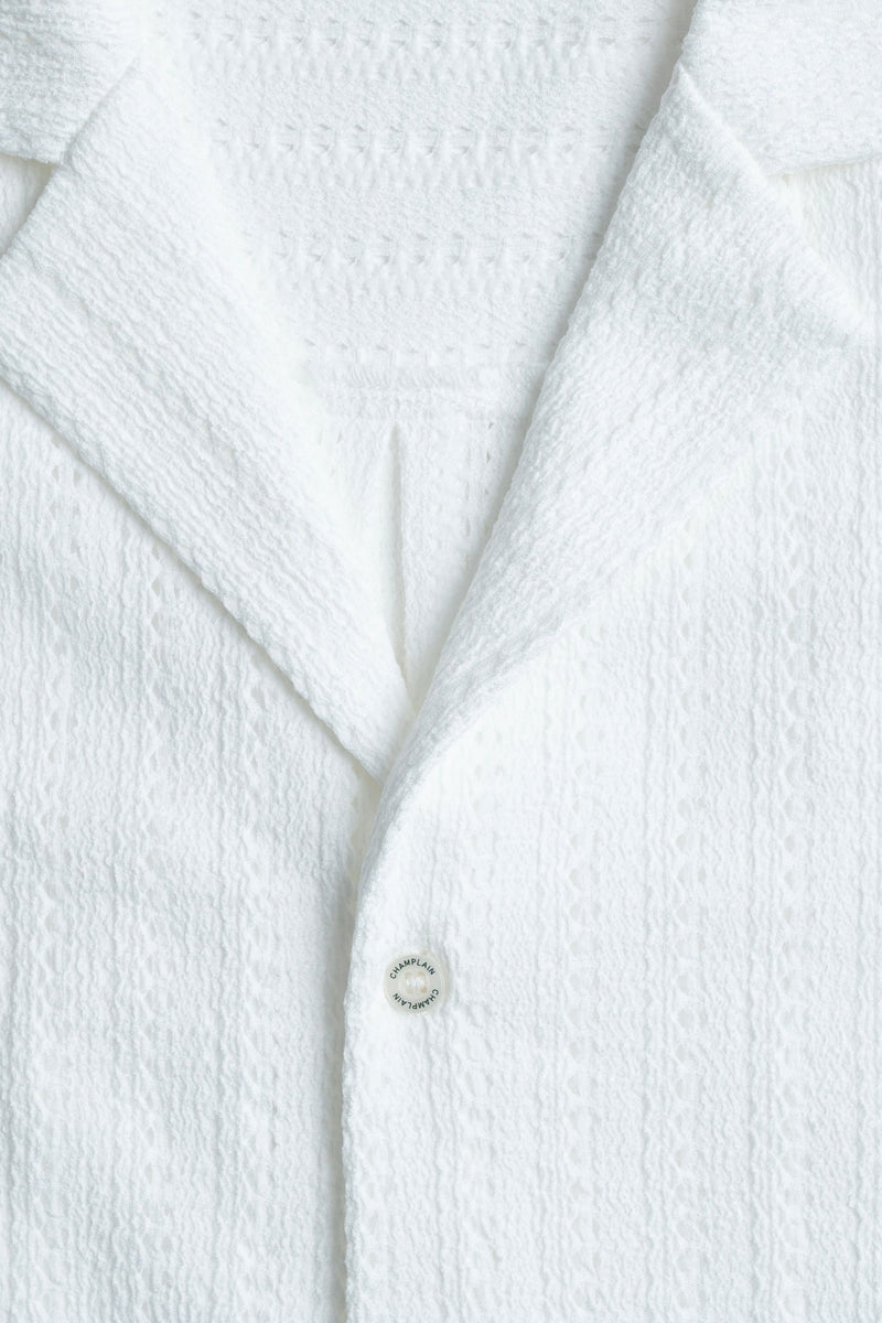 Wholesale,Champlain, Champlain White Stretch Camp Collar Shirt, White, Medium-44-TagMLarge-46-TagLExtra Extra Large-50-TagXXL