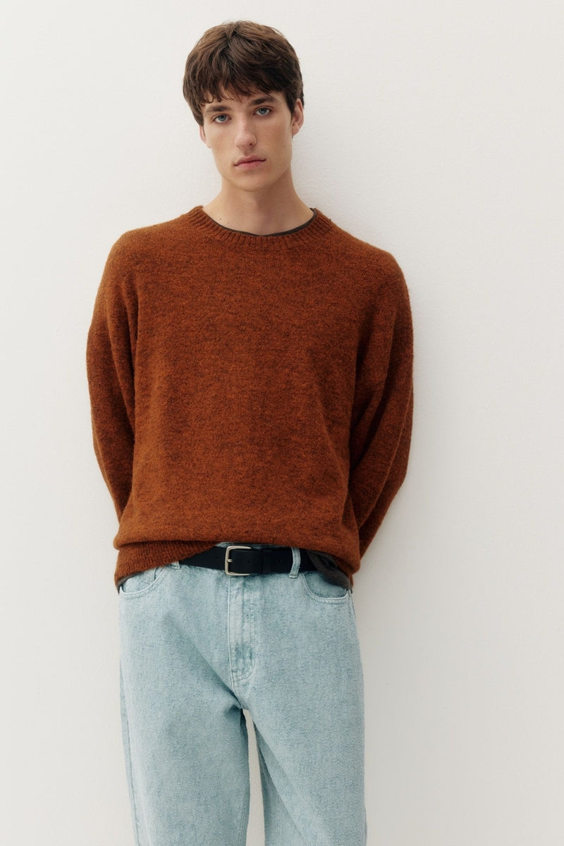 Wholesale,Kuwalla Tee, Kuwalla Tee Orange Brushed Knit Crew Sweater, Orange, Small-44-TagSMedium-46-TagMLarge-48-TagLExtra Large-50-TagXLExtra Extra Large-52-TagXXL