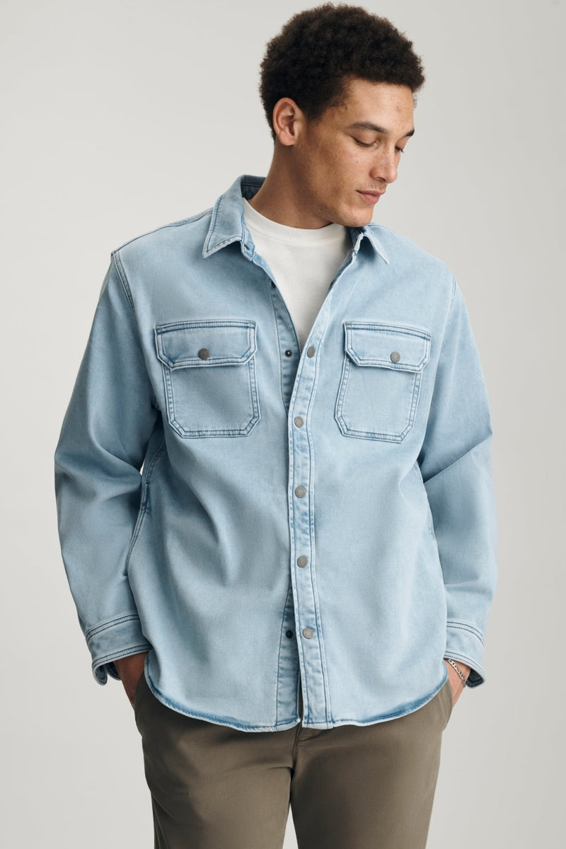Wholesale,Mavi, Mavi Light Blue Stretch Denim Snap Overshirt, Blue, Extra Extra Large-52-TagXXL