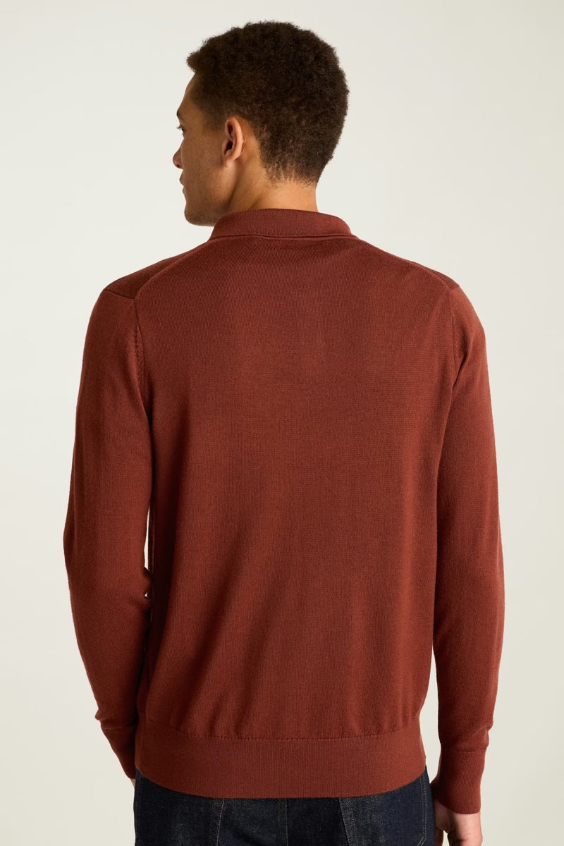 Wholesale,Bonobos, Bonobos Dark Amber Merino Wool Sweater Polo, Brown, Extra Extra Large-51-TagXXLExtra Large-48-TagXLMedium-42-TagMSmall-40-TagSLarge-45-TagL