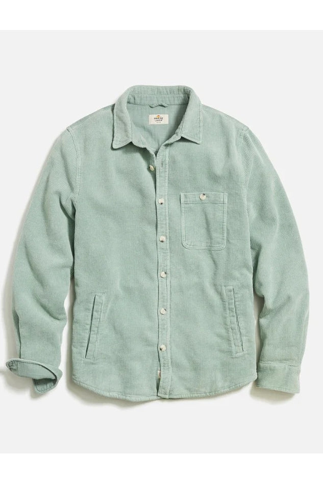 Wholesale,Marine Layer, Marine Layer Green Double-brushed Corduroy Overshirt, Green, Small-42-TagS