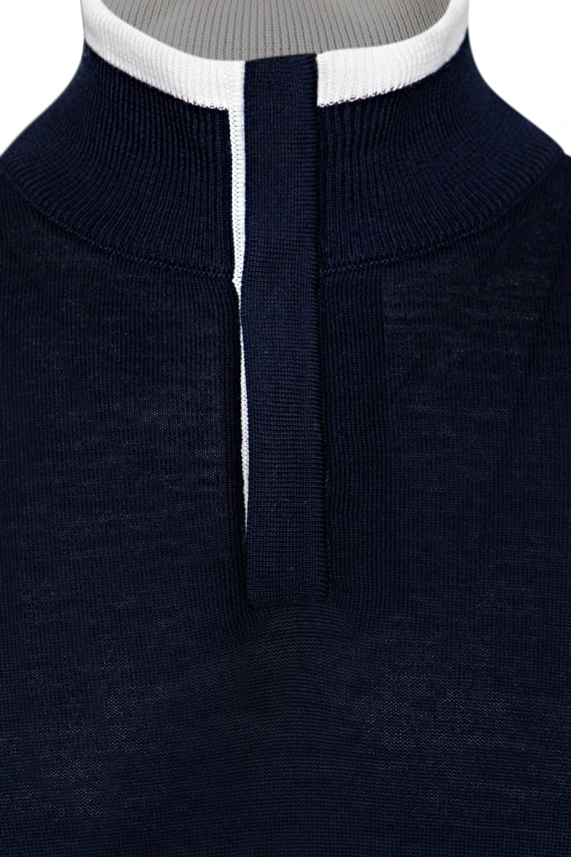 Wholesale,Jakamen, Jakamen Dark Navy Half Turtleneck Zip Knit Sweater, Blue, Medium-44-TagM