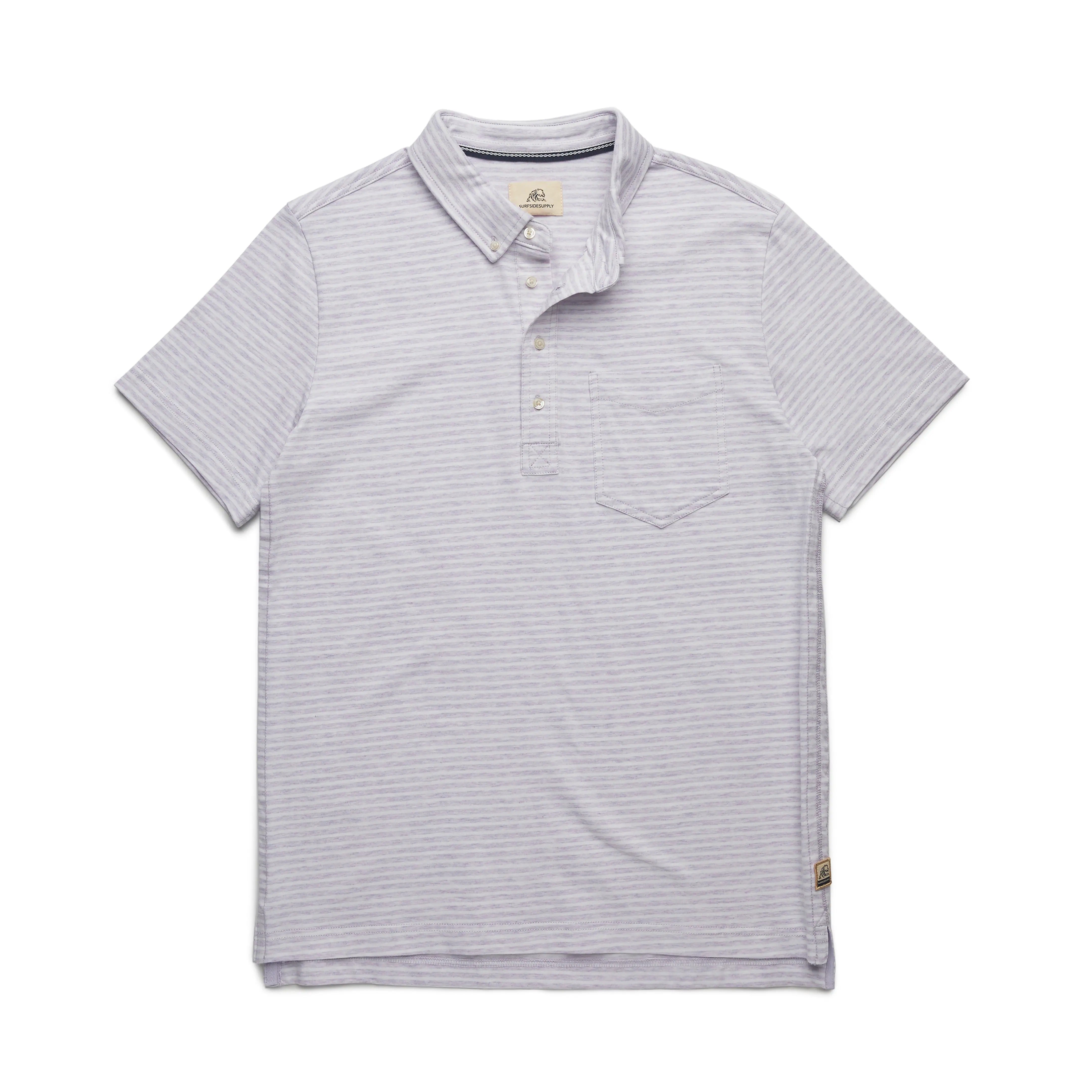 Faire,Suitsupply, Surfside Supply Light Purple Micro Stripe Knit Short Sleeve Polo, Purple, Medium-42-TagM