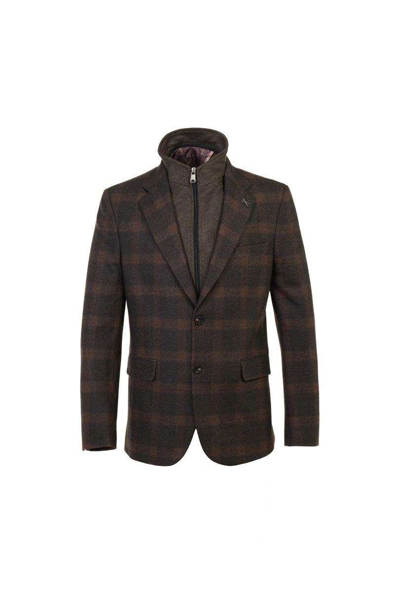 Wholesale,Luchiano Visconti, Luchiano Visconti Brown Wool-Touch Melange Knit Hybrid Blazer, Brown, Small-38-Tag38Medium-40-Tag40Large-42-Tag42Large-44-Tag44