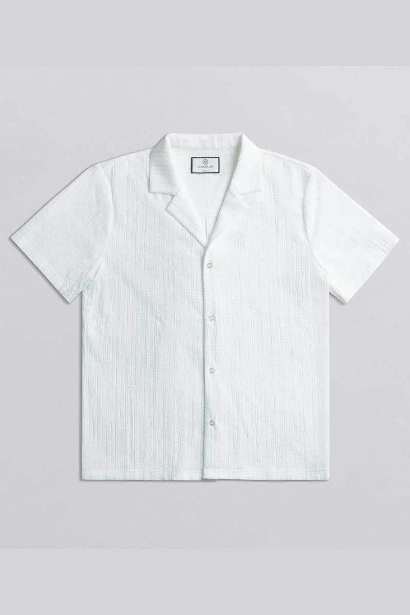 Wholesale,Champlain, Champlain White Stretch Camp Collar Shirt, White, Medium-44-TagMLarge-46-TagLExtra Extra Large-50-TagXXL
