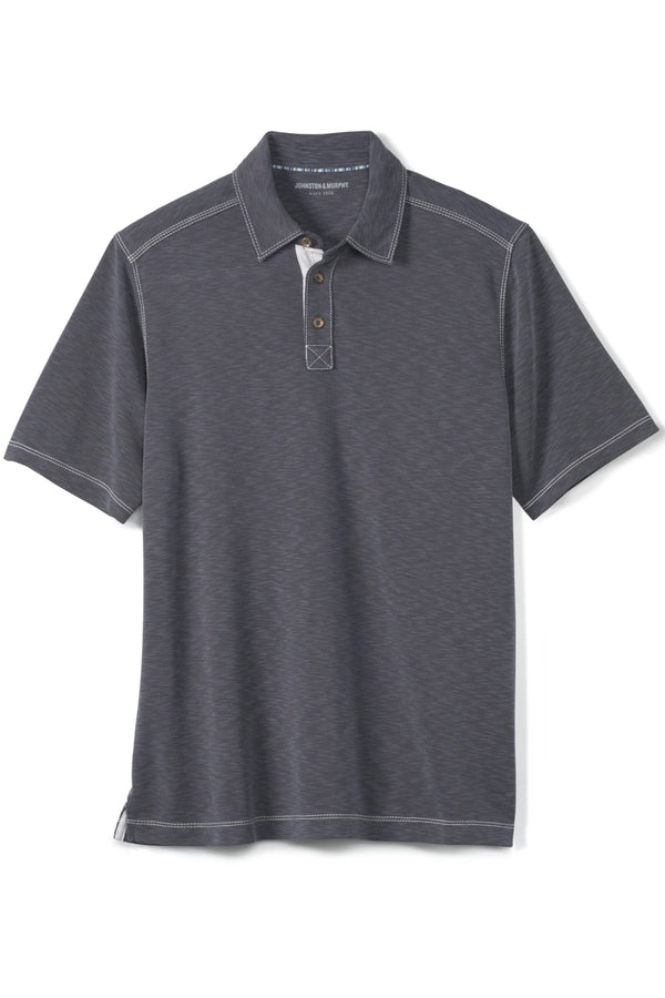 Johnston & Murphy Charcoal Vintage Slub Polo