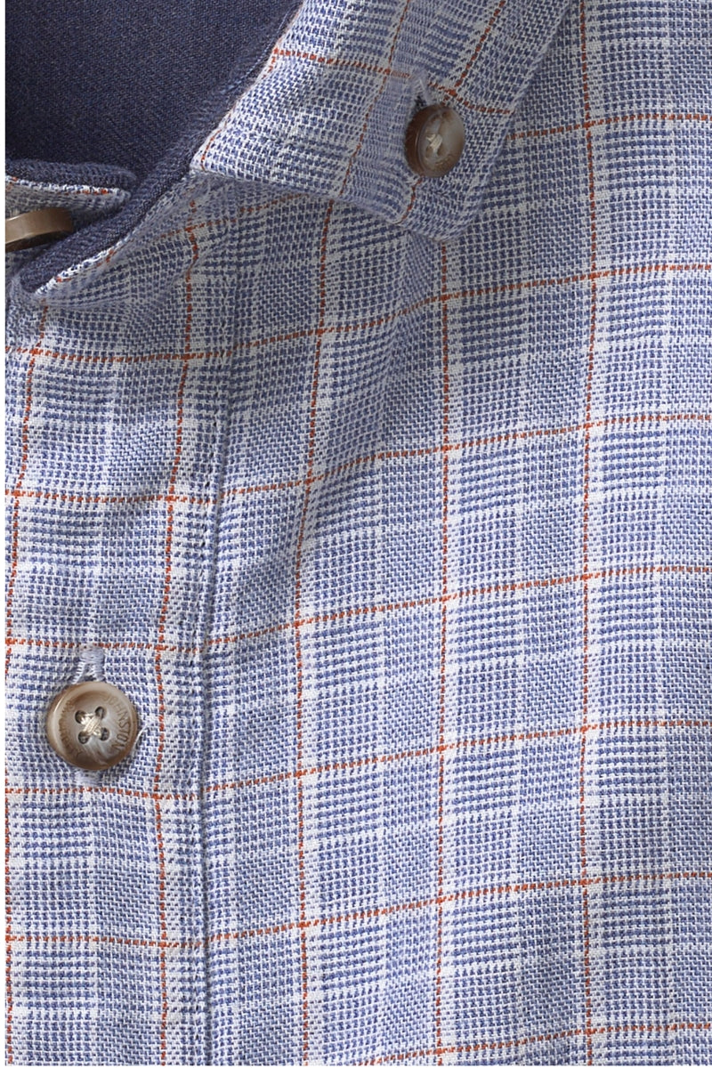 Wholesale,Johnston & Murphy, Johnston & Murphy Blue/White Plaid Double-Layer Shirt, Blue, Large-48-TagL