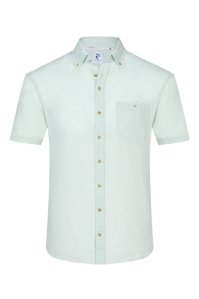 Direct From Brand,R2 Amsterdam, R2 Amsterdam Light Green Linen Blend Shirt, Green, Medium-42-TagMLarge-45-TagLExtra Large-46-TagXLExtra Large-50-TagXXLExtra Extra Extra Large-53-Tag3XL