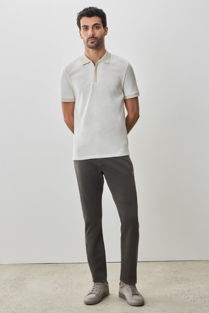 Wholesale,Robert Barakett, Robert Barakett White Dobby Textured Knit Polo with Covered Placket, White, Large-44-TagL