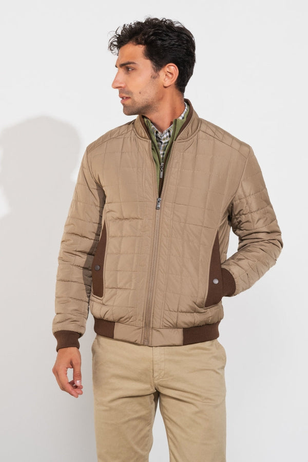 SMF Tan with Brown Contrast Padded Jacket