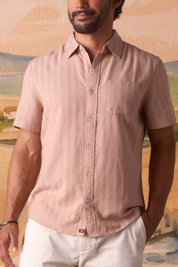 Wholesale,The Normal Brand, The Normal Brand Blush Striped Textured Shirt, Pink, Medium-44-TagM