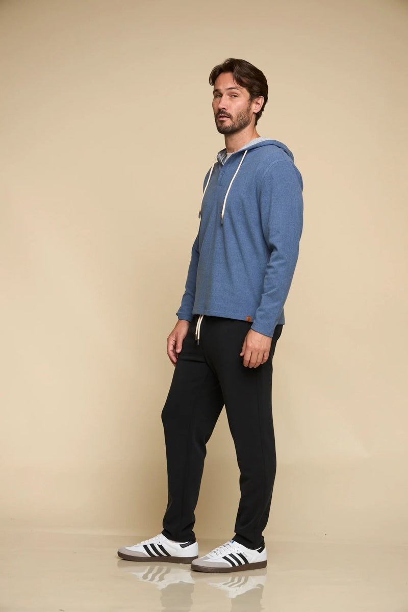 Wholesale,Fundamental Coast, Fundamental Coast Blue Soft Henley Hoodie, Blue, Small-40-TagSMedium-44-TagMLarge-47-TagLExtra Large-50-TagXLExtra Extra Large-53-TagXXL