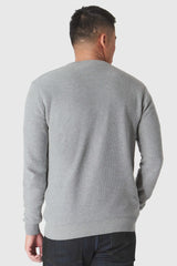 True Classic Heather Grey Pique Crew Sweater