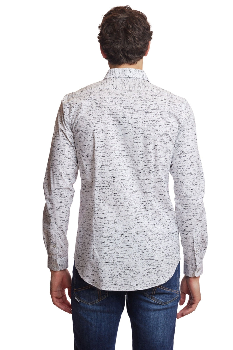 Wholesale,Paisley & Gray, Paisley & Gray White/Black Abstract Print Slim Fit Shirt, White, Extra Large-46-TagXL