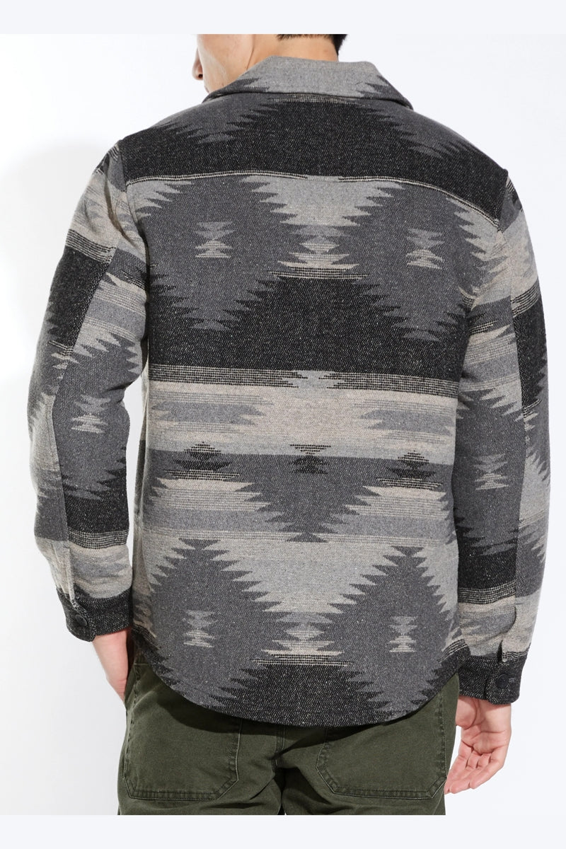 Wholesale,Civil Society, Civil Society Dark Grey Aztec Print Soft Knit Shacket, Grey, Medium-44-TagM