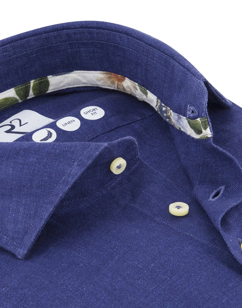 R2 Amsterdam Navy Linen Long Sleeve Shirt