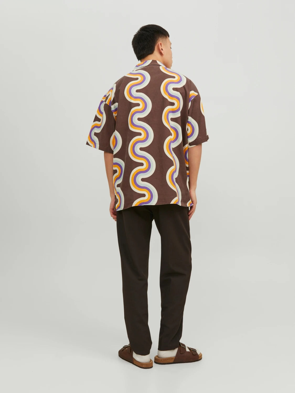 Wholesale,Jack & Jones, Jack & Jones Brown Multi Print Short Sleeve Shirt, Brown, Medium-47-TagM