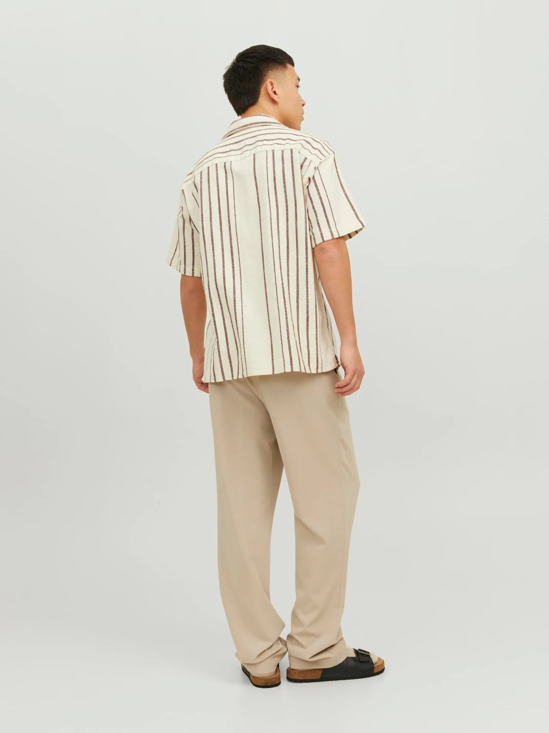 Wholesale,Jack & Jones, Jack & Jones Tan and Brown Stripe Shirt Short Sleeve, Tan, Large-47-TagL