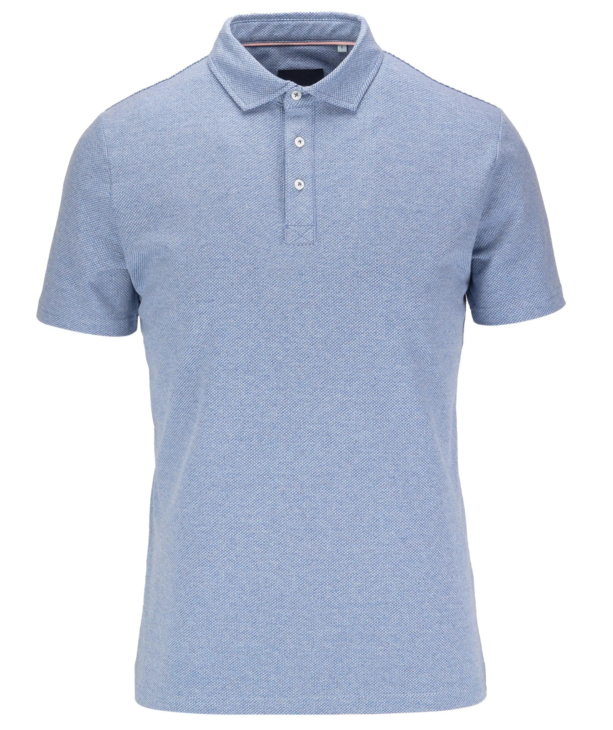 Faire,Guide London, Guide London Blue Jacquard Short Sleeve Polo, Blue, Extra Large-45-TagXL