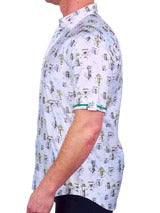 ,Maceoo, Maceoo White Conversational Print Short Sleeve Shirt, White, Medium-43-TagM