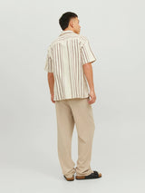 Jack & Jones Tan and Brown Stripe Shirt Short Sleeve